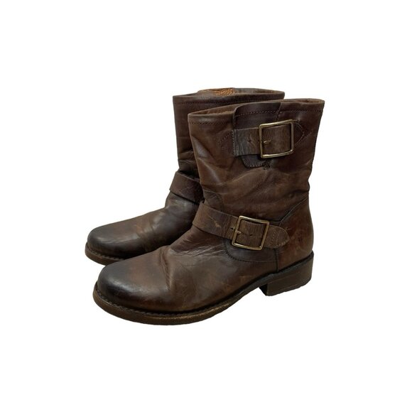 FRYE Vicky Engineer Moto Boots Brown Women’s Size 6